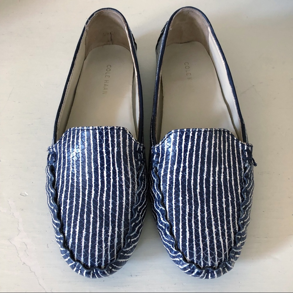 Cole Haan Driving Moccasin Blue & White Stripe